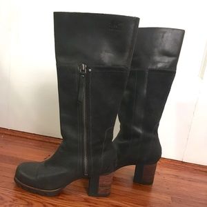 Sorel Black Addington Tall Waterproof Leather Boot